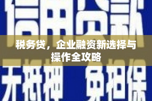 长寿税务贷，企业融资新选择与操作全攻略