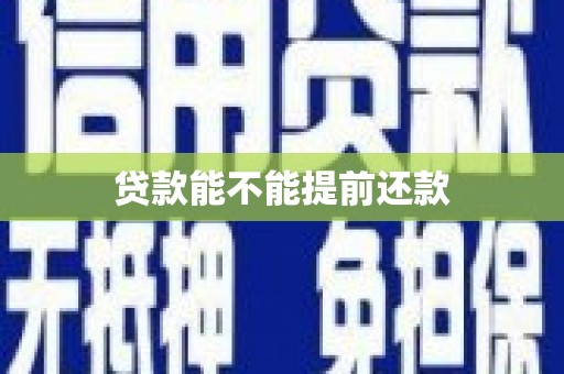 洪雅贷款能不能提前还款