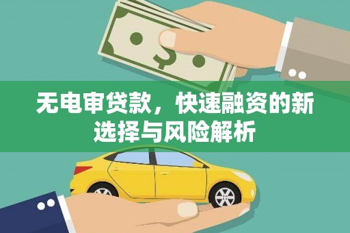 修文无电审贷款，快速融资的新选择与风险解析