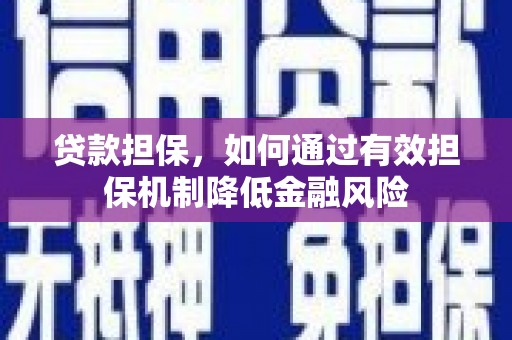 蒲县贷款担保，如何通过有效担保机制降低金融风险